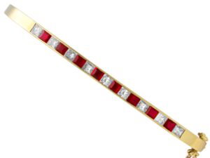 ruby and diamond yellow gold bangle