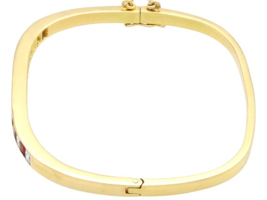 ruby and diamond yellow gold bangle side