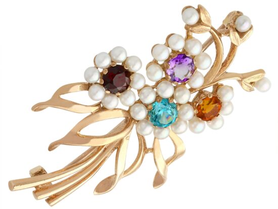 Antique Flower Spray Brooch Detail