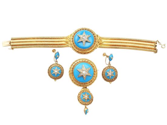 Victorian Turquoise Diamond Jewellery Set