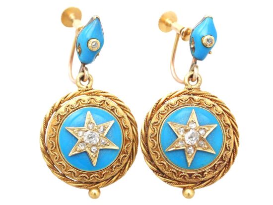Turquoise Diamond Earrings Product Shot