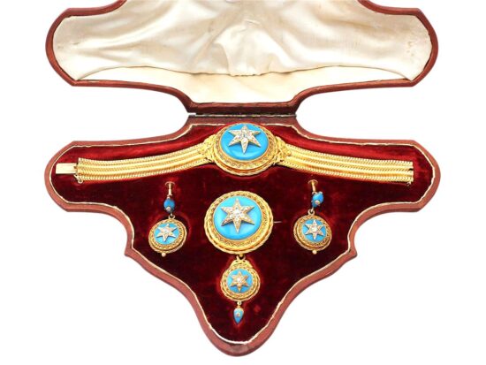 Early Victorian Turquoise Jewellery Set Open Box