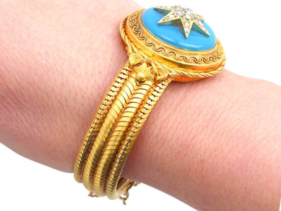 Turquoise Snake Bracelet On Wrist