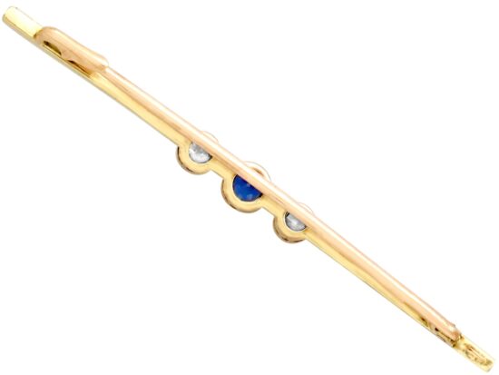 Sapphire and Diamond Bar Brooch reverse