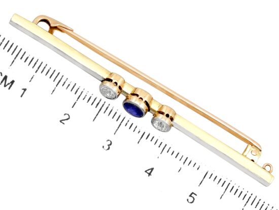 Sapphire and Diamond Bar Brooch size