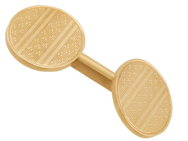 Oval 9 ct Yellow Gold Cufflinks Front