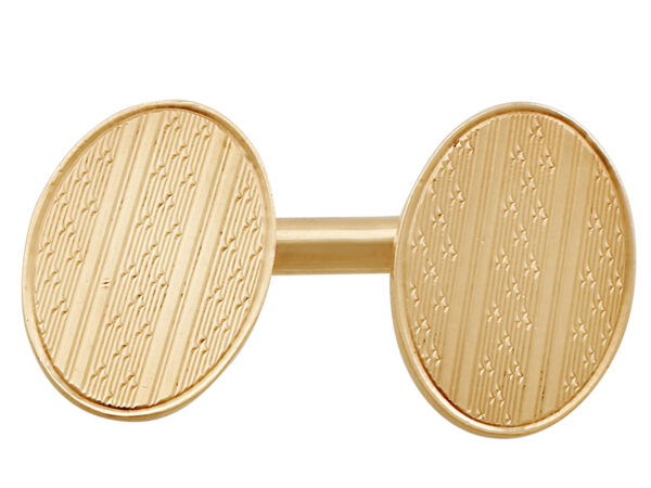 Vintage Yellow Gold Oval Cufflinks Angled
