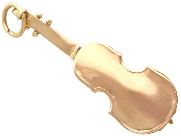 Napoleonic Hussar Violin Gold Charm Reverse