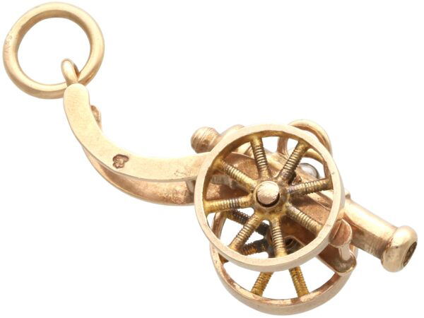 Napoleonic Hussar Cannon Gold Charm Front