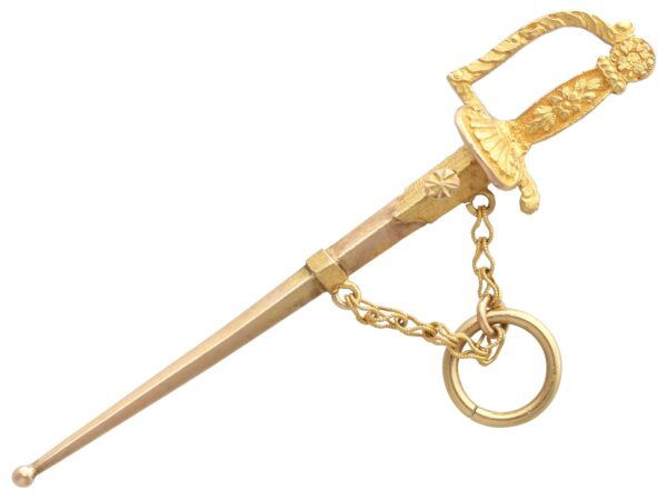 Front: Napoleonic Hussar Sword Gold Charm Front