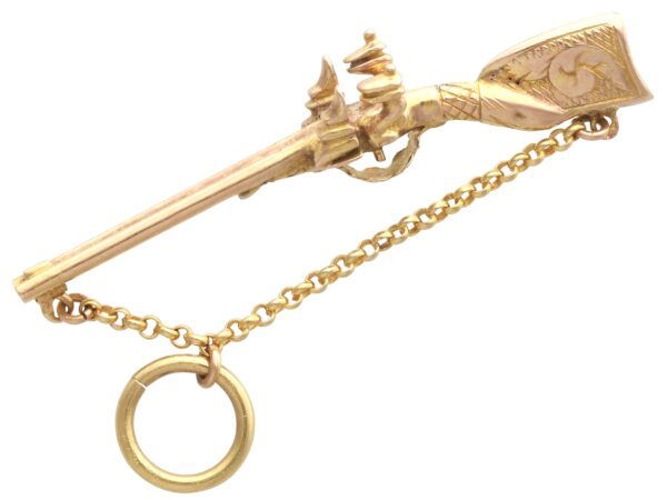 Napoleonic Hussar Rifle Gold Charm Front
