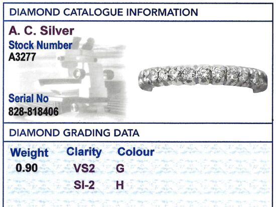 Vintage Diamond Eternity Ring in White Gold grading card