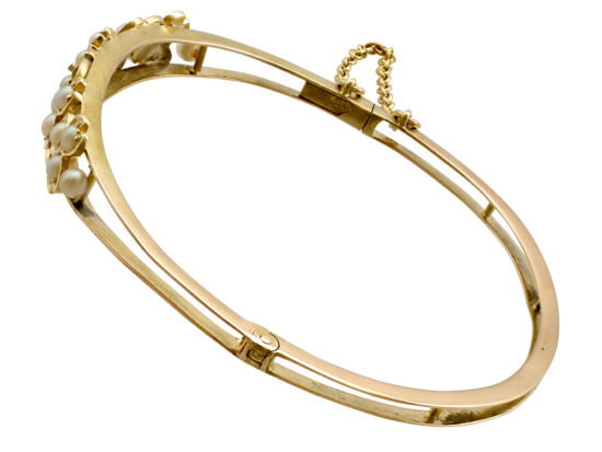 Victorian Seed Pearl Bangle Side View