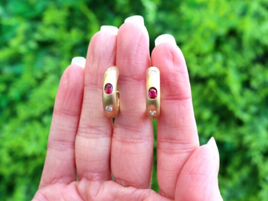 Ruby Earrings outside
