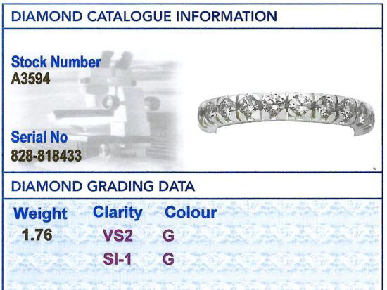 White Gold & Diamond Eternity Ring grading card