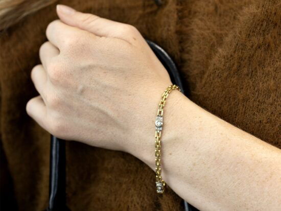 Diamond Yellow Gold Bracelet On Wrist