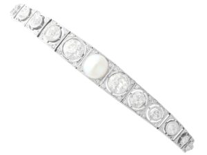 diamond and pearl line bracelet white gold