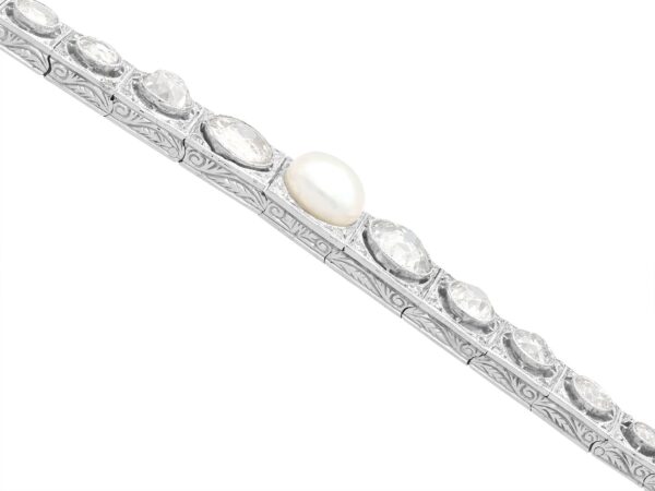18k diamond and pearl line bracelet white gold