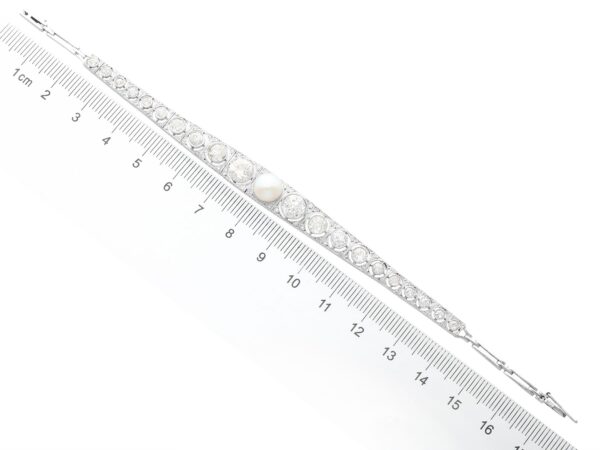 size of diamond and pearl line bracelet white gold