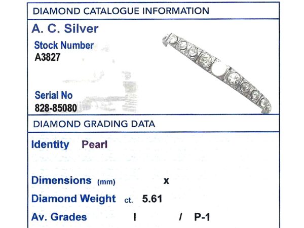 diamond and pearl line bracelet white gold grading card