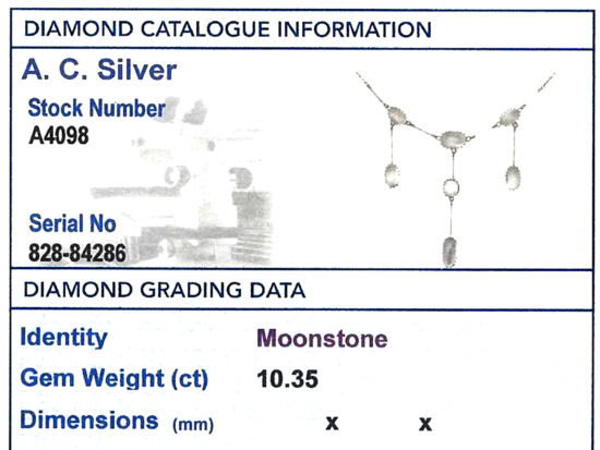 Antique Moonstone Necklace grading card