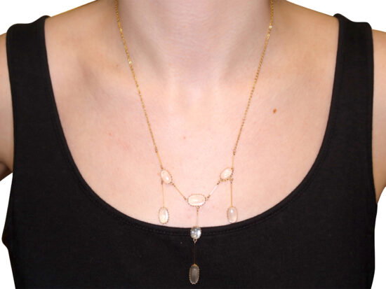 Antique Moonstone Necklace wearing