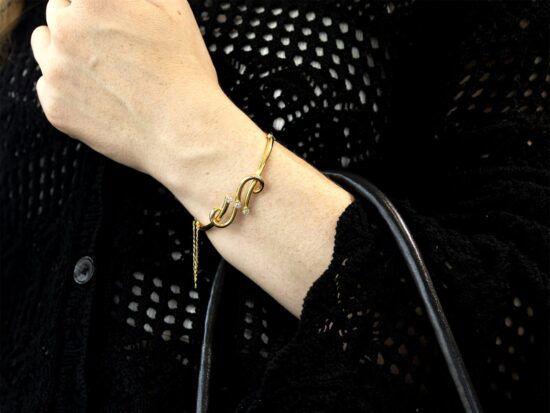 Diamond Gold Bangle On Wrist