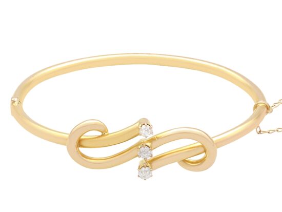 Antique Diamond Gold Bangle Front