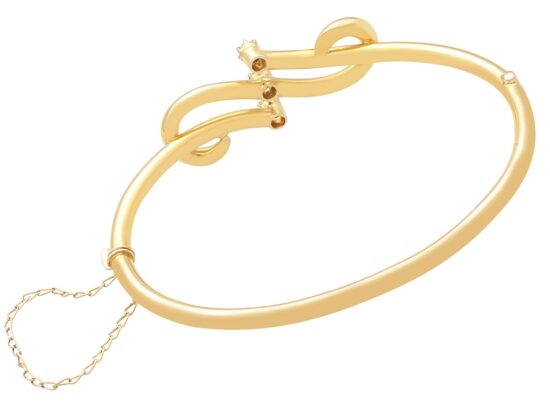Diamond Gold Bangle Angled View