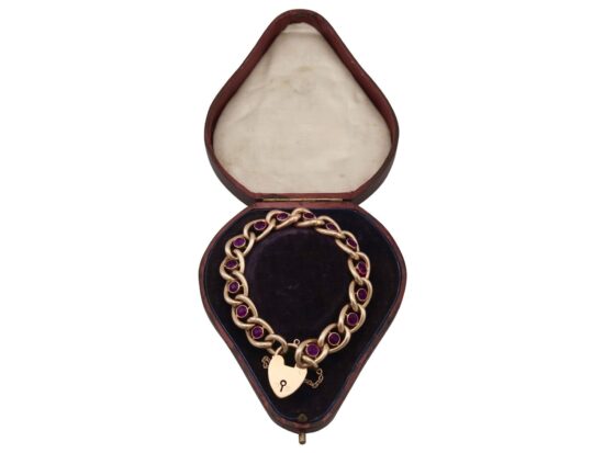 Antique Gold Amethyst Bracelet in Box