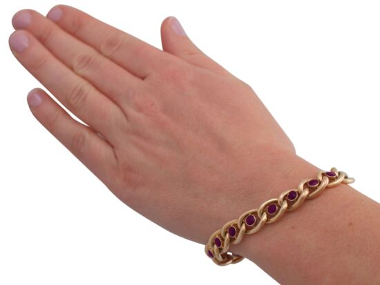 Gold Amethyst Bracelet On Hand