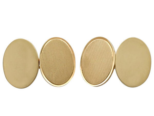 9 ct Yellow Gold Cufflinks Front