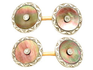 gold and mother of pearl cufflinks