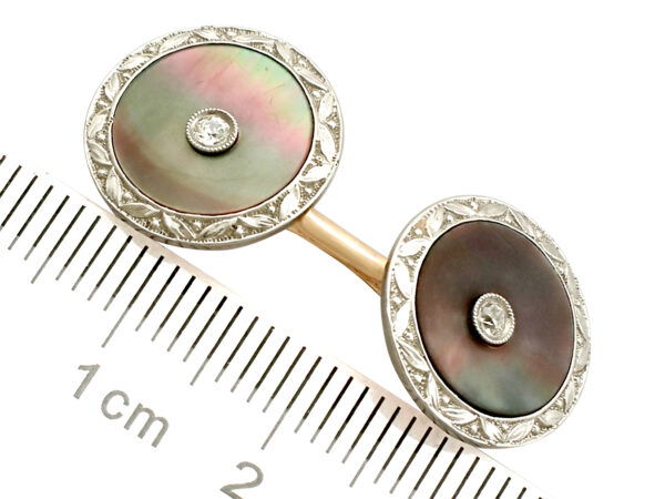 gold and mother of pearl cufflink size
