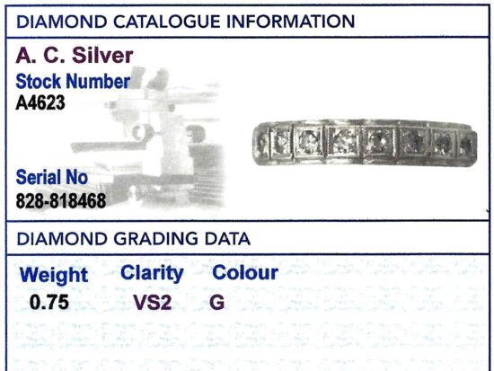 diamond Vintage Eternity Ring grading card