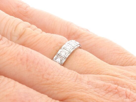 diamond Vintage Eternity Ring on hand