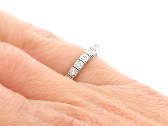 Vintage 18ct White Gold Full Eternity Ring on hand