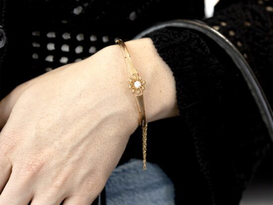 Diamond Rose Gold Bangle On Wrist