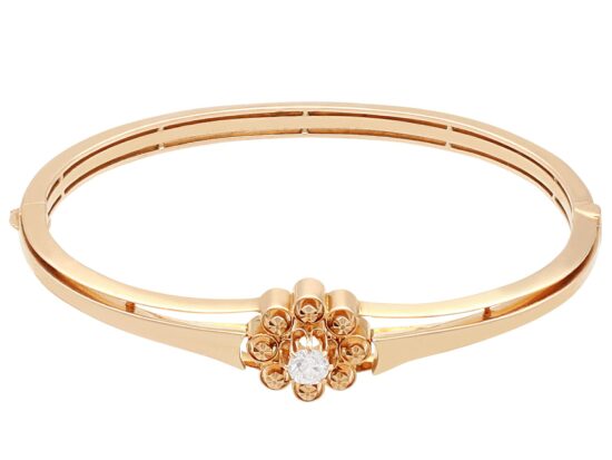 Antique Diamond Rose Gold Bangle
