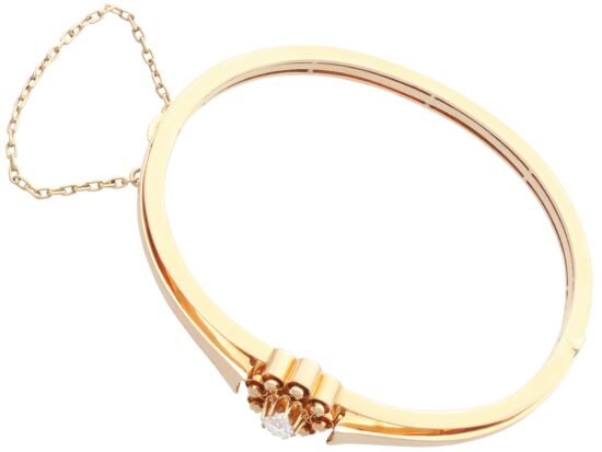 Diamond Rose Gold Bangle Angled