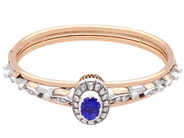 Victorian Sapphire Diamond Gold Bangle