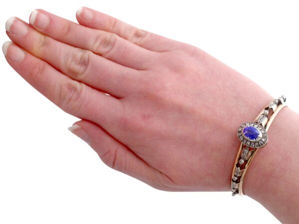 Sapphire Diamond Rose Gold Bangle On Wrist