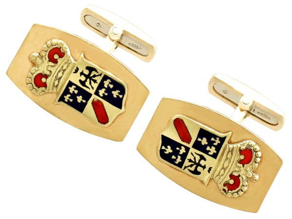 heraldic vintage gold enamel cufflinks