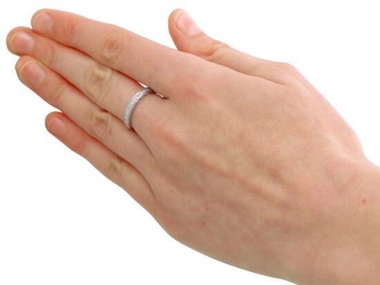 wearing Full Diamond Eternity Ring Platinum