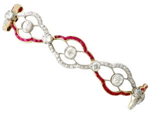 Antique Ruby and Diamond Bracelet in Yellow Gold