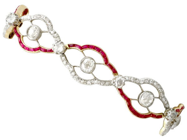 Antique Ruby and Diamond Bracelet in Yellow Gold