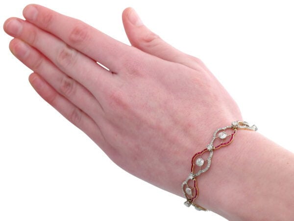 Ruby and Diamond Yellow Gold Bracelet On Hand
