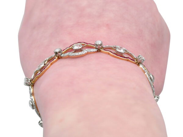 Close Up Antique Ruby Bracelet on Wrist