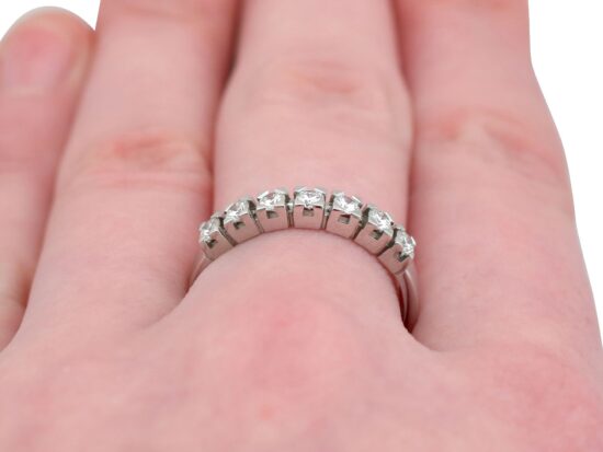 Seven Stone Diamond Eternity Ring on finger