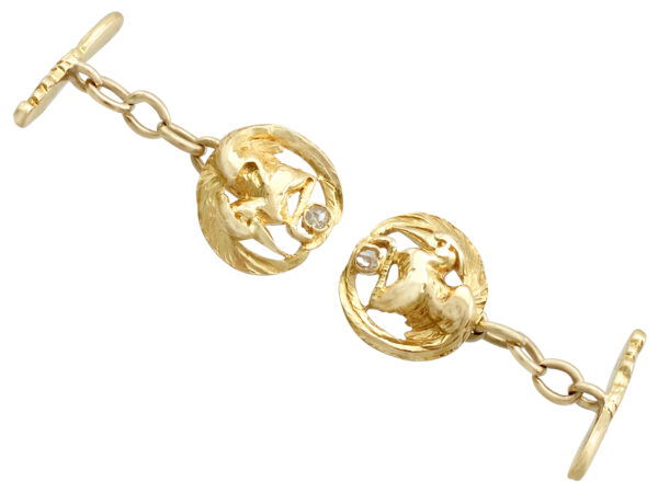 antique gold bird cufflinks